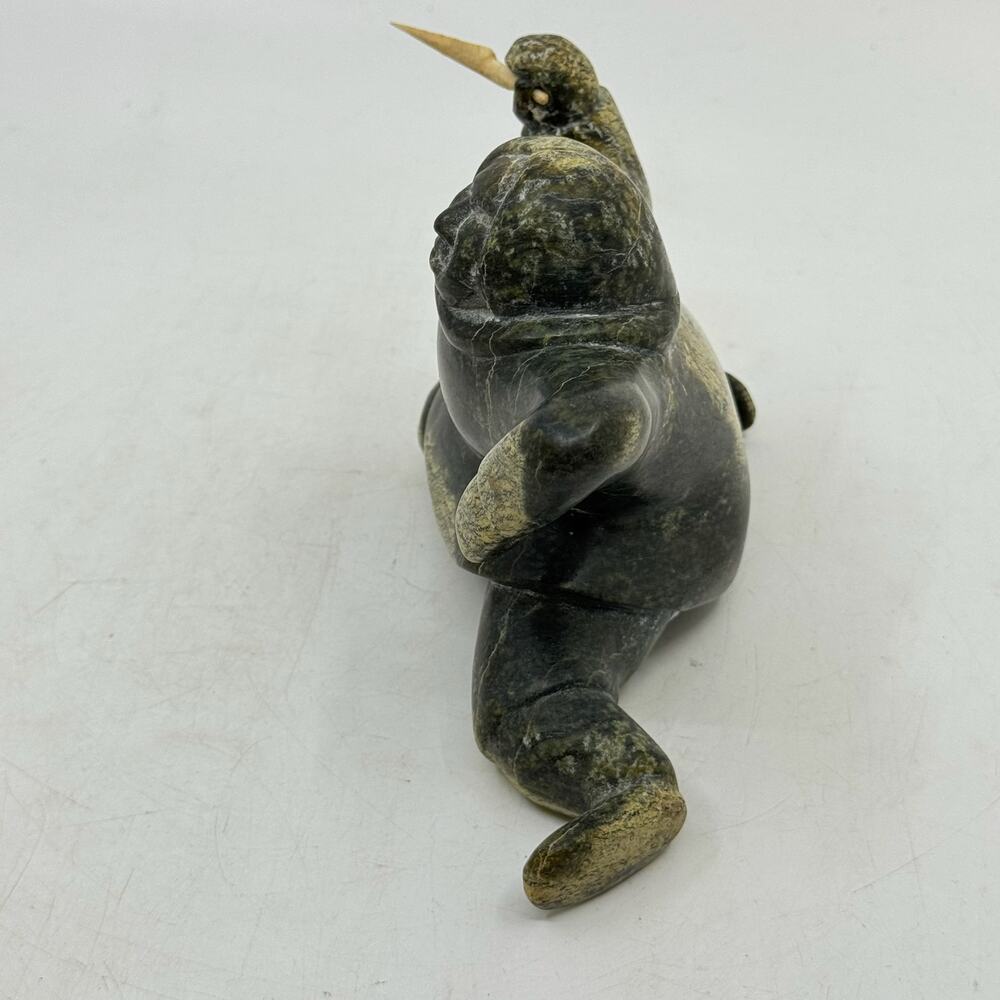 Inuit Hand Carved Hunter Sculpture by NAPATCHIE ASHOONA - Picture 2 of 9